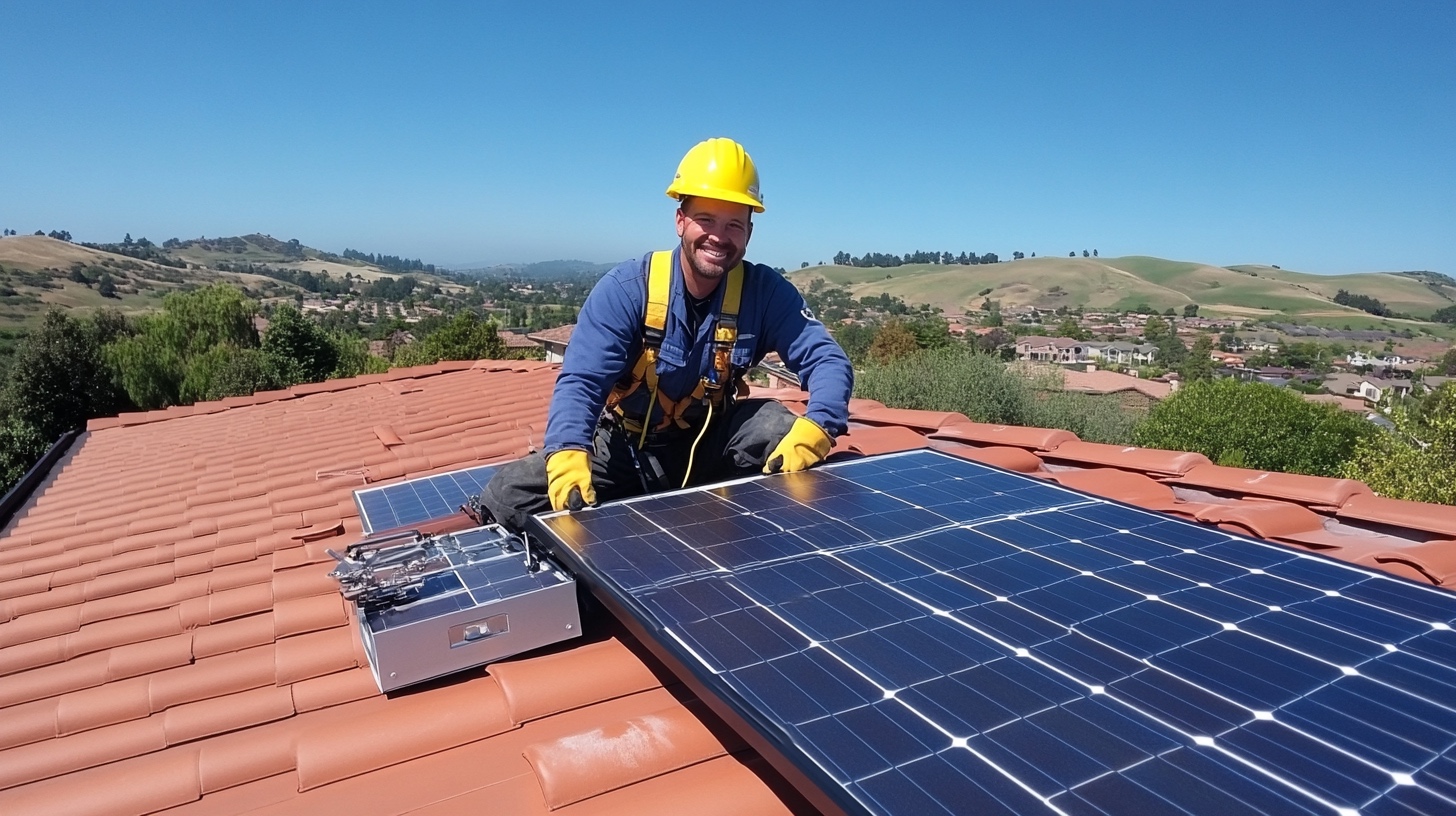 Installateur certifié posant des panneaux solaires